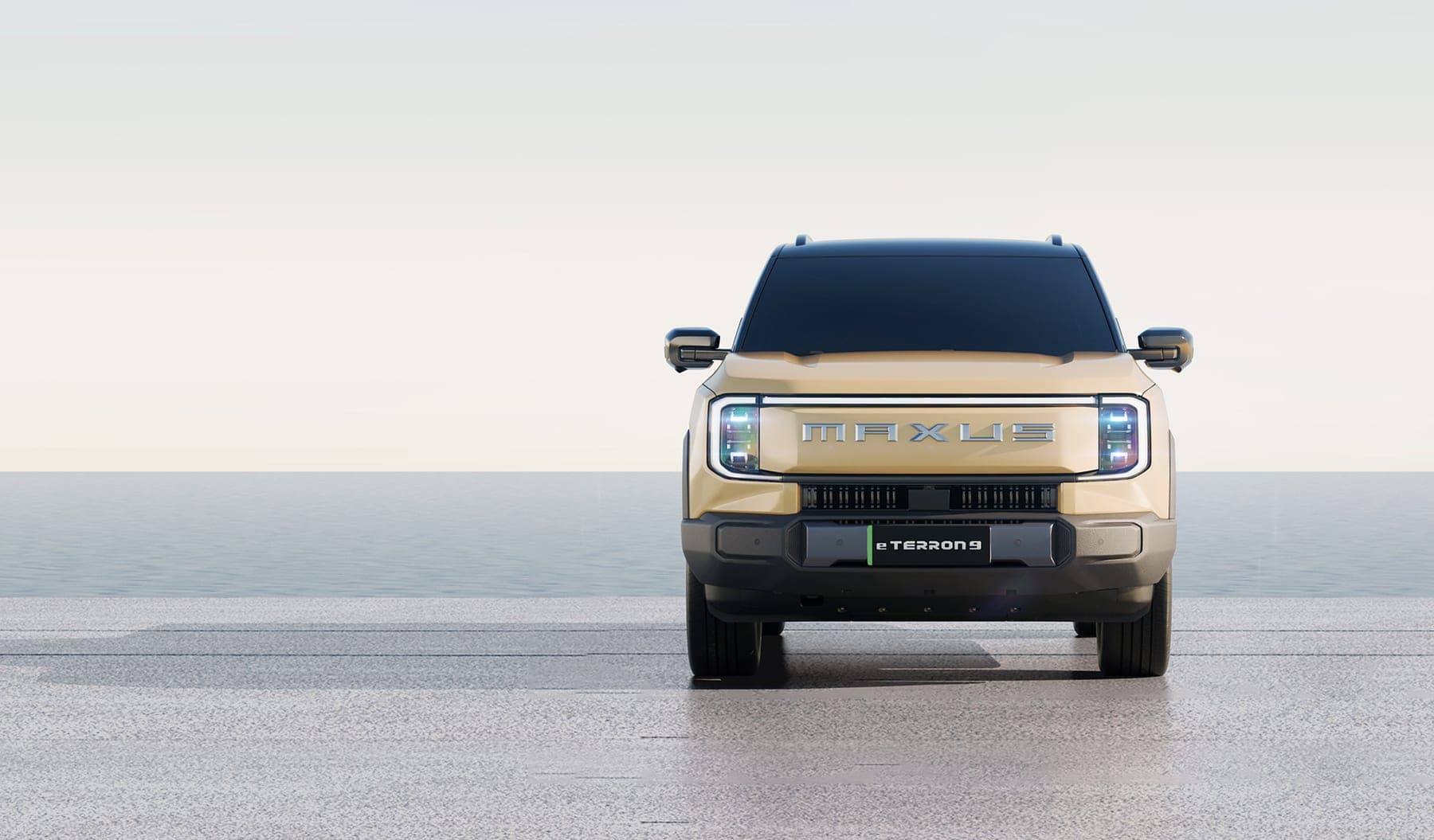 MAXUS eTerron 9 2026 — Pickup eléctrica doble cabina para exportación, vista frontal